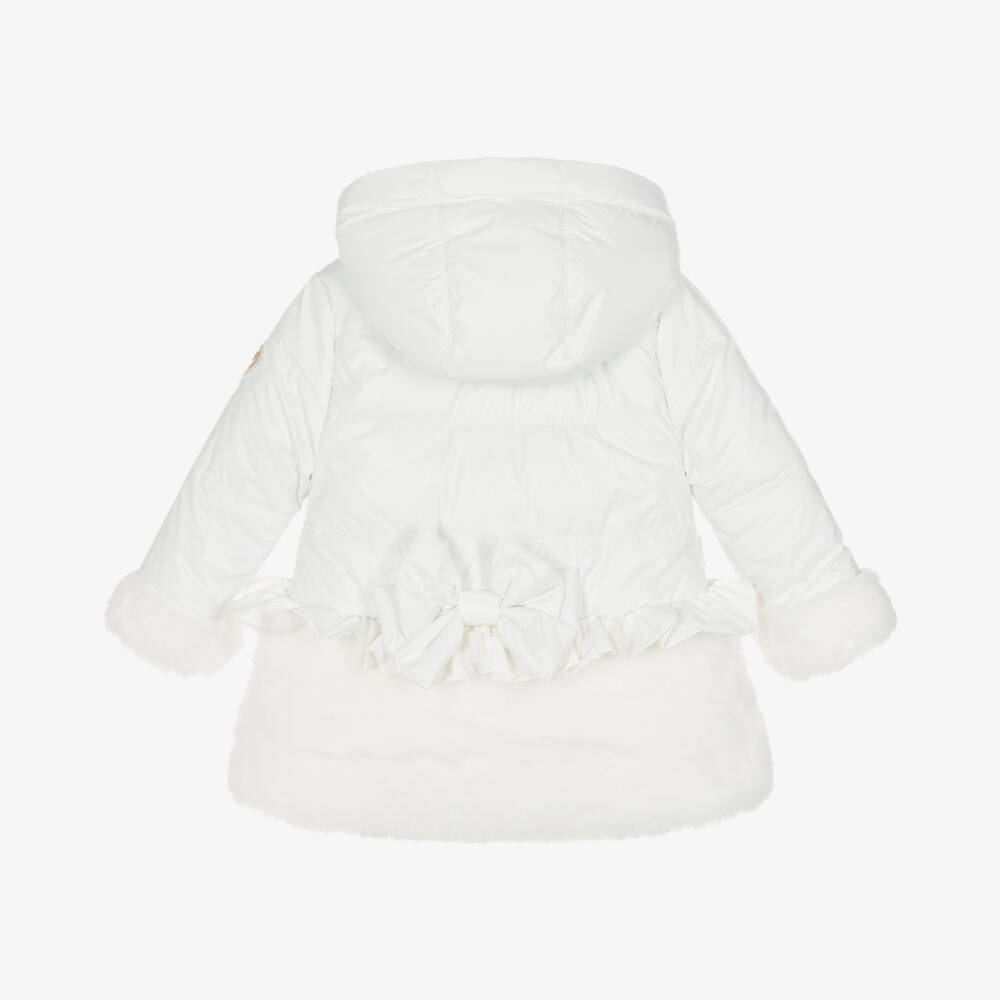 A Dee-Girls Ivory Faux Fur Padded Coat | Childrensalon Outlet