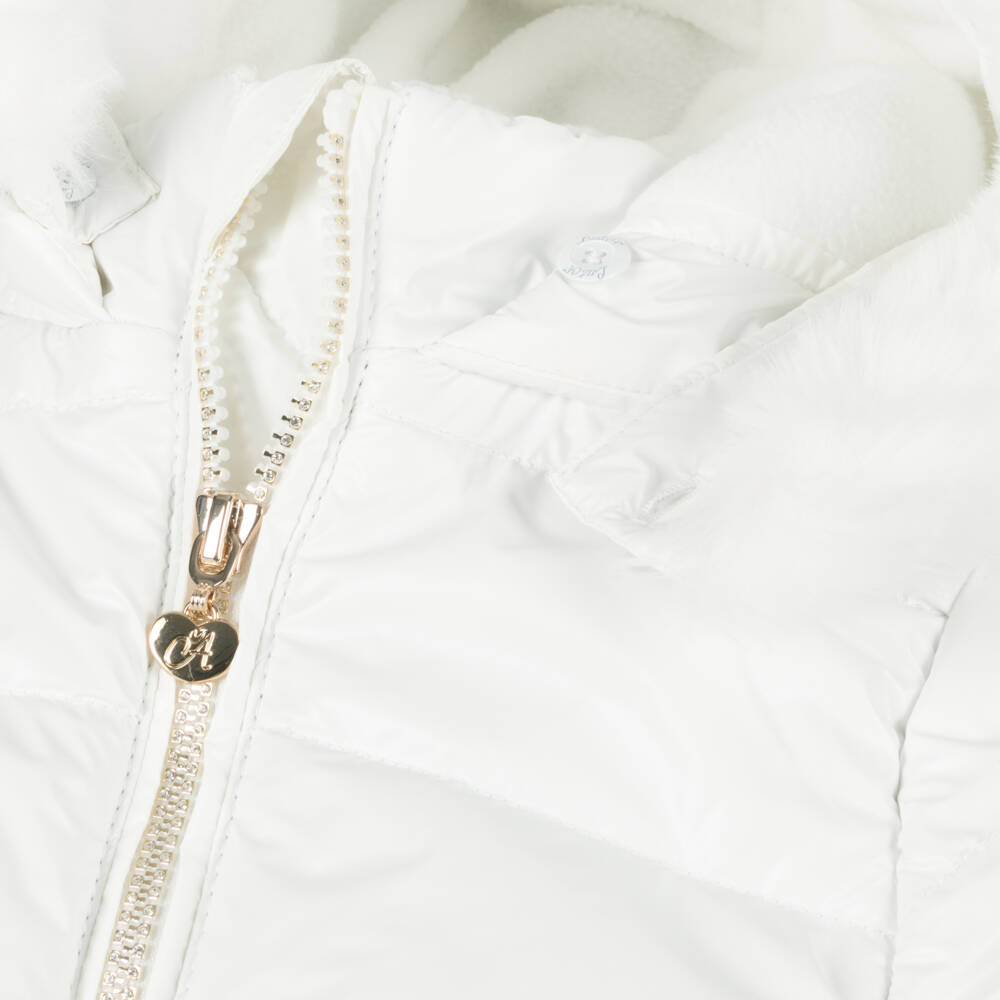 A Dee-Girls Ivory Faux Fur Padded Coat | Childrensalon Outlet
