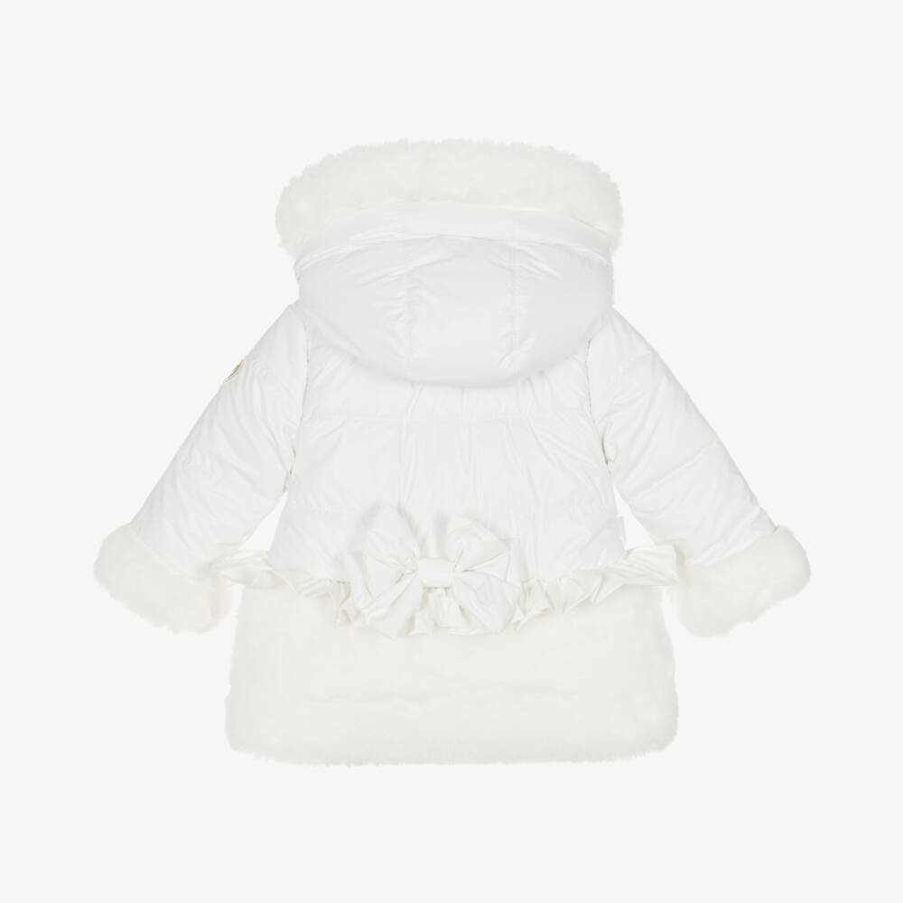 A Dee-Girls Ivory Faux Fur Padded Coat | Childrensalon Outlet