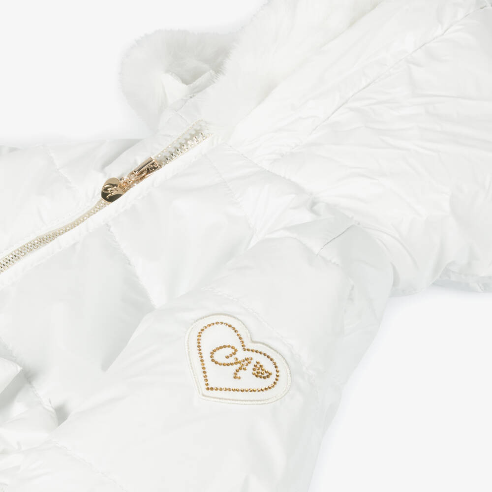 A Dee-Girls Ivory Faux Fur Padded Coat | Childrensalon Outlet