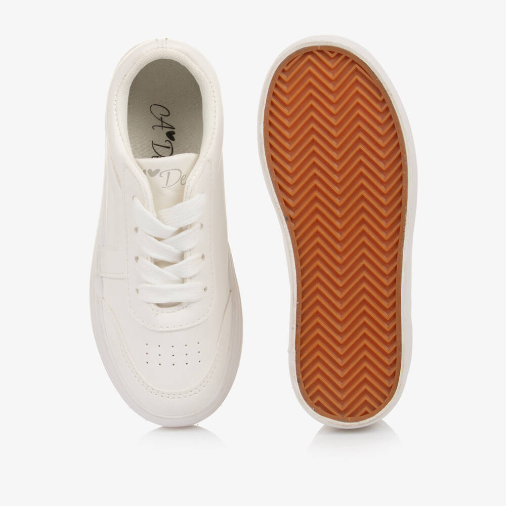 A Dee-Girls Ivory Faux Leather Sneakers | Childrensalon Outlet