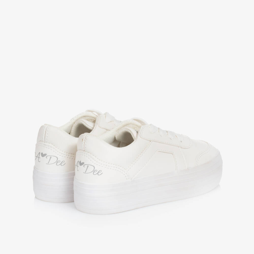 A Dee-Girls Ivory Faux Leather Sneakers | Childrensalon Outlet
