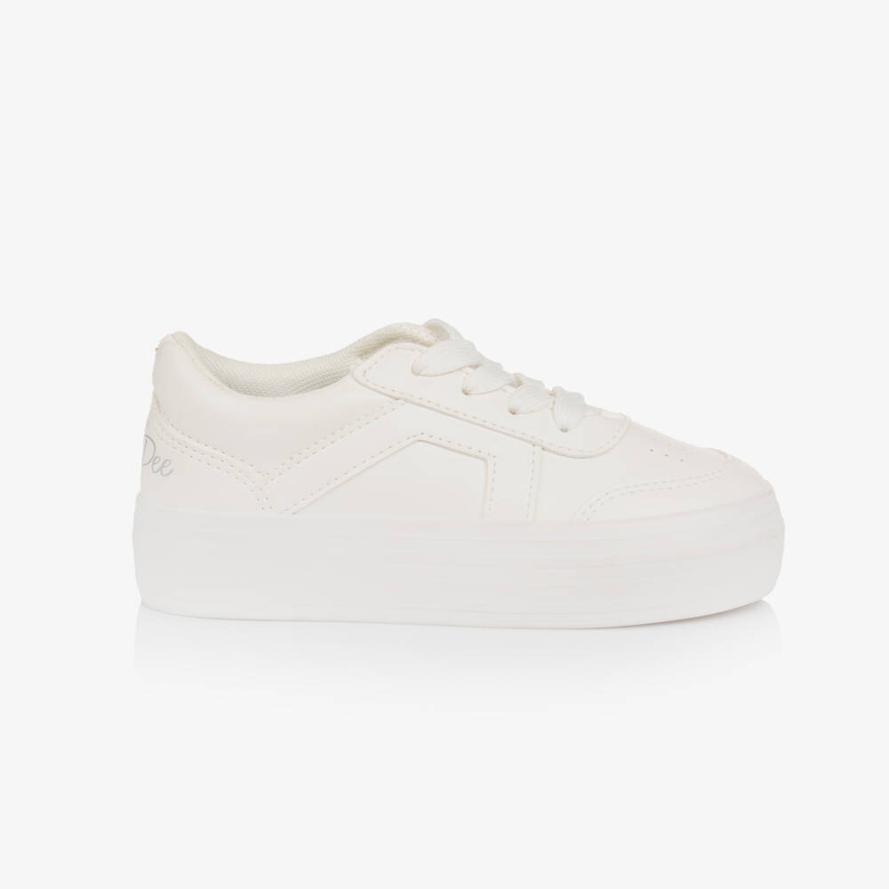 A Dee-Girls Ivory Faux Leather Sneakers | Childrensalon Outlet