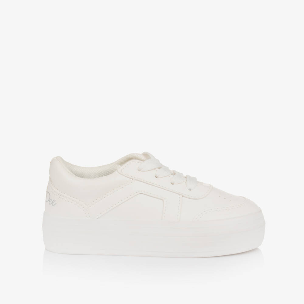 A Dee-Girls Ivory Faux Leather Sneakers | Childrensalon Outlet
