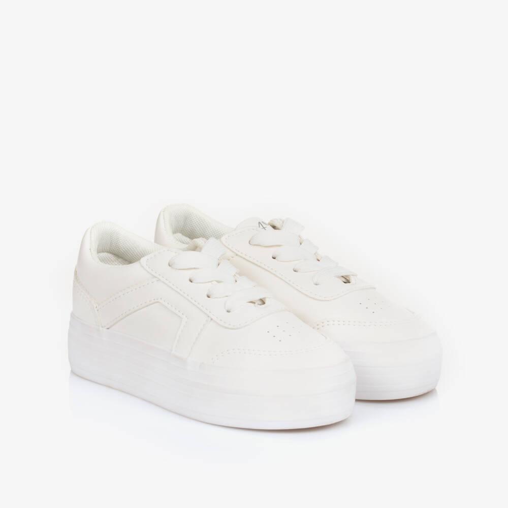 A Dee-Girls Ivory Faux Leather Sneakers | Childrensalon Outlet