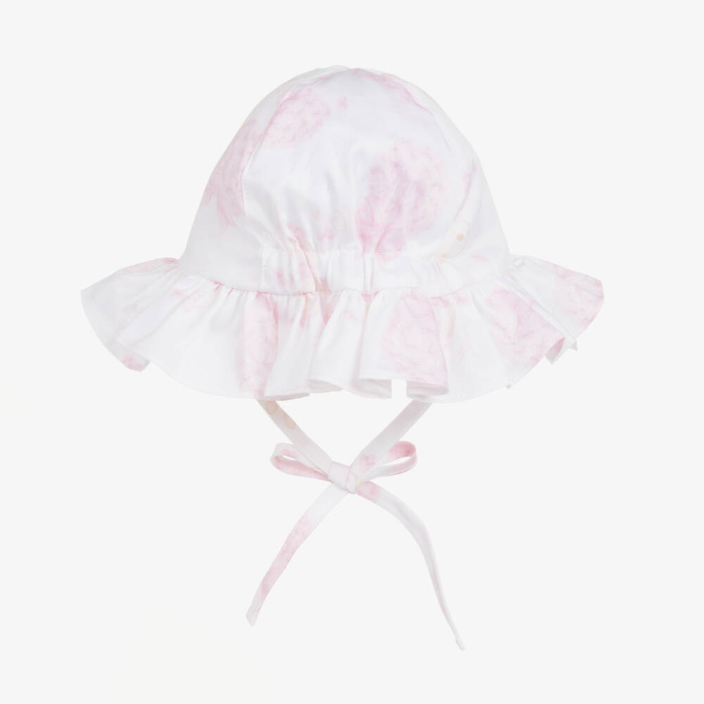 A Dee-Girls Ivory Floral Cotton Sun Hat | Childrensalon Outlet