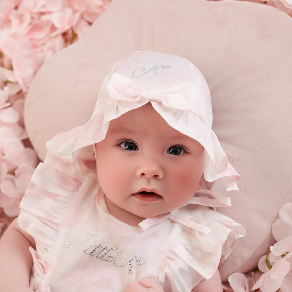 A Dee-Girls Ivory Floral Cotton Sun Hat | Childrensalon Outlet