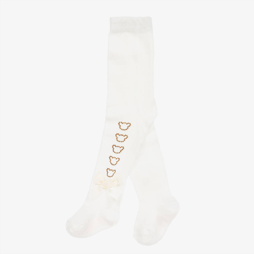 A Dee-Girls Ivory Knit Bear Leggings | Childrensalon Outlet