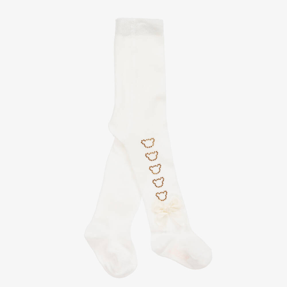 A Dee-Girls Ivory Knit Bear Leggings | Childrensalon Outlet