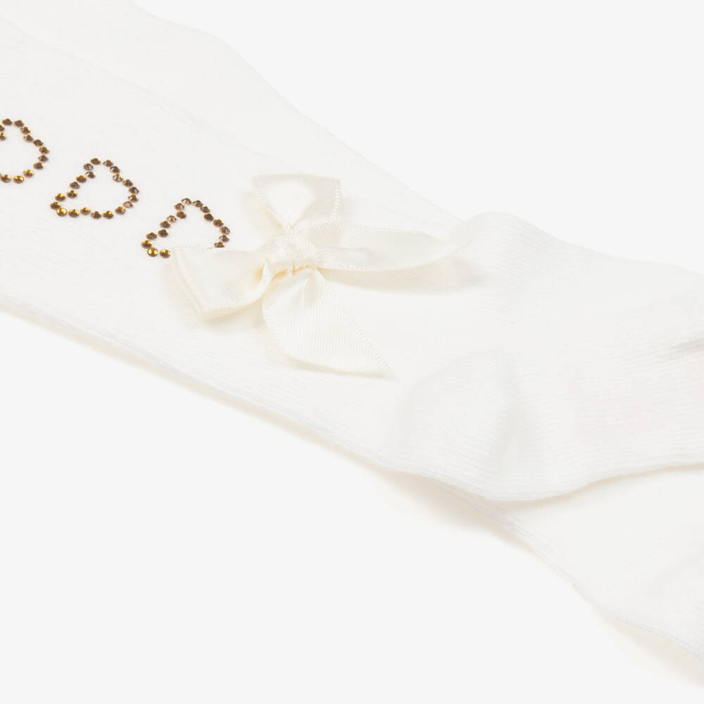 A Dee-Girls Ivory Knit Bear Leggings | Childrensalon Outlet