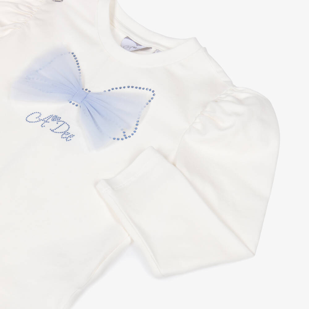 A Dee-Girls Ivory & Pale Blue Tulle Skirt Set | Childrensalon Outlet