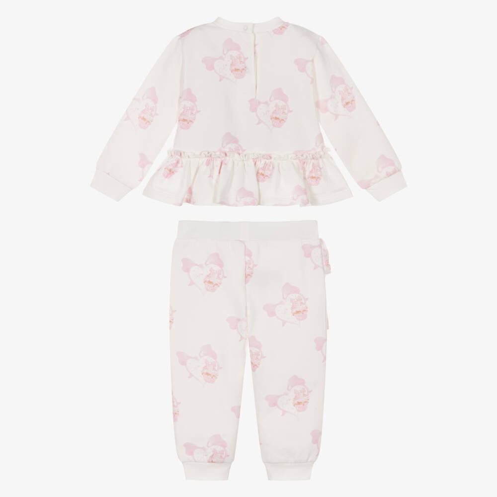 A Dee-Girls Ivory & Pink Cupcake Print Tracksuit | Childrensalon Outlet