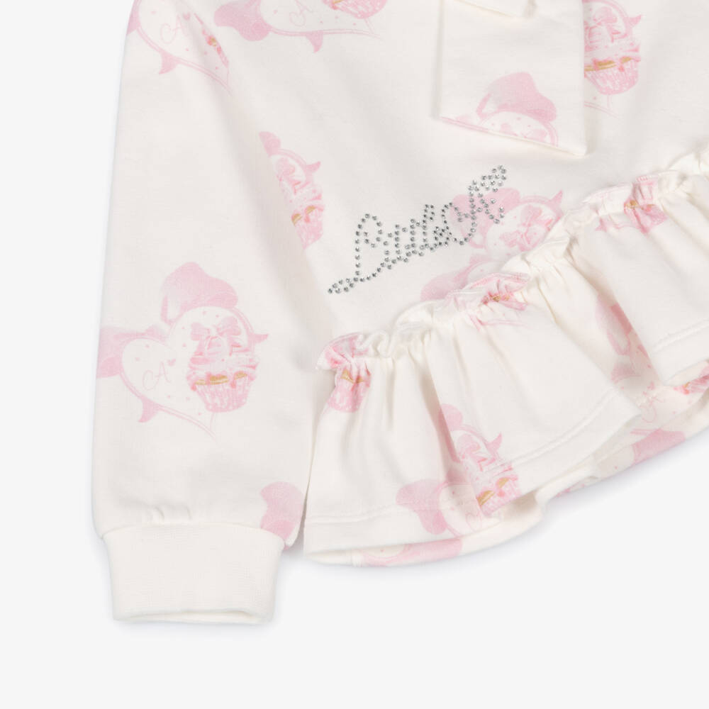A Dee-Girls Ivory & Pink Cupcake Print Tracksuit | Childrensalon Outlet