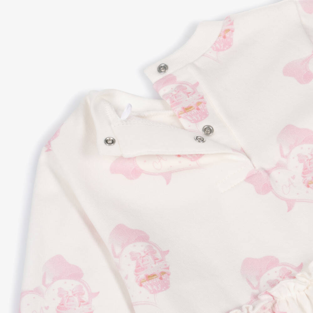 A Dee-Girls Ivory & Pink Cupcake Print Tracksuit | Childrensalon Outlet