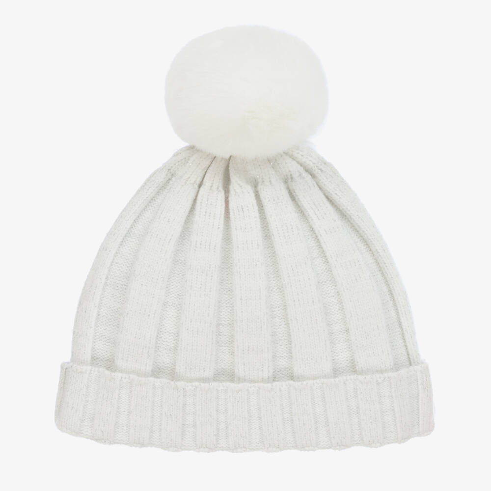A Dee-Girls Ivory Sparkle Knit Hat | Childrensalon Outlet