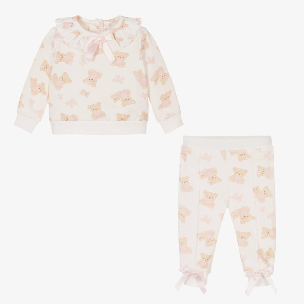 A Dee-Girls Ivory Teddy Bear Loungewear | Childrensalon Outlet
