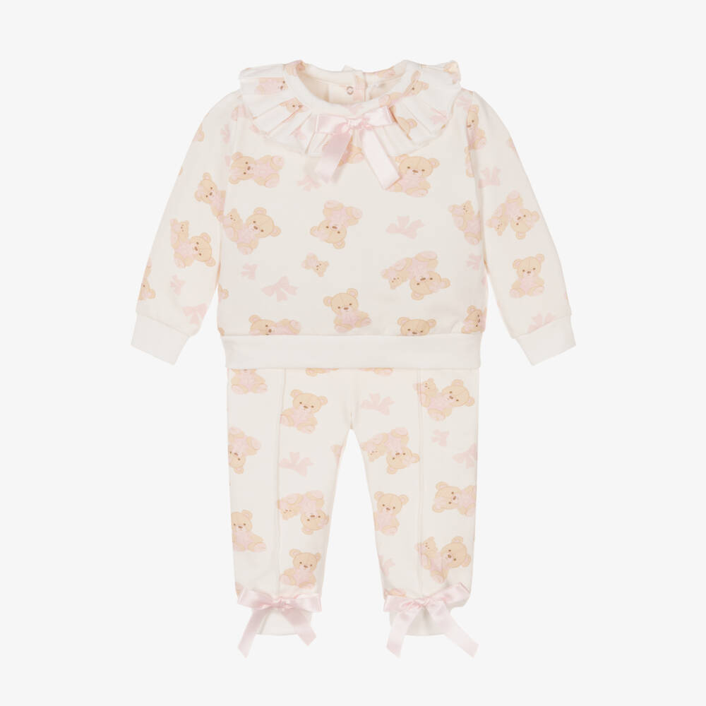 A Dee-Girls Ivory Teddy Bear Loungewear | Childrensalon Outlet