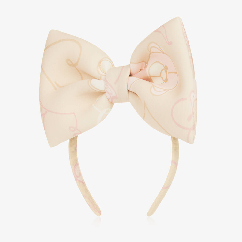 A Dee-Girls Light Beige Bow Headband | Childrensalon Outlet