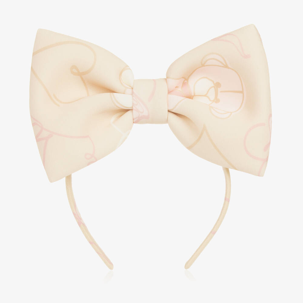 A Dee-Girls Light Beige Bow Headband | Childrensalon Outlet