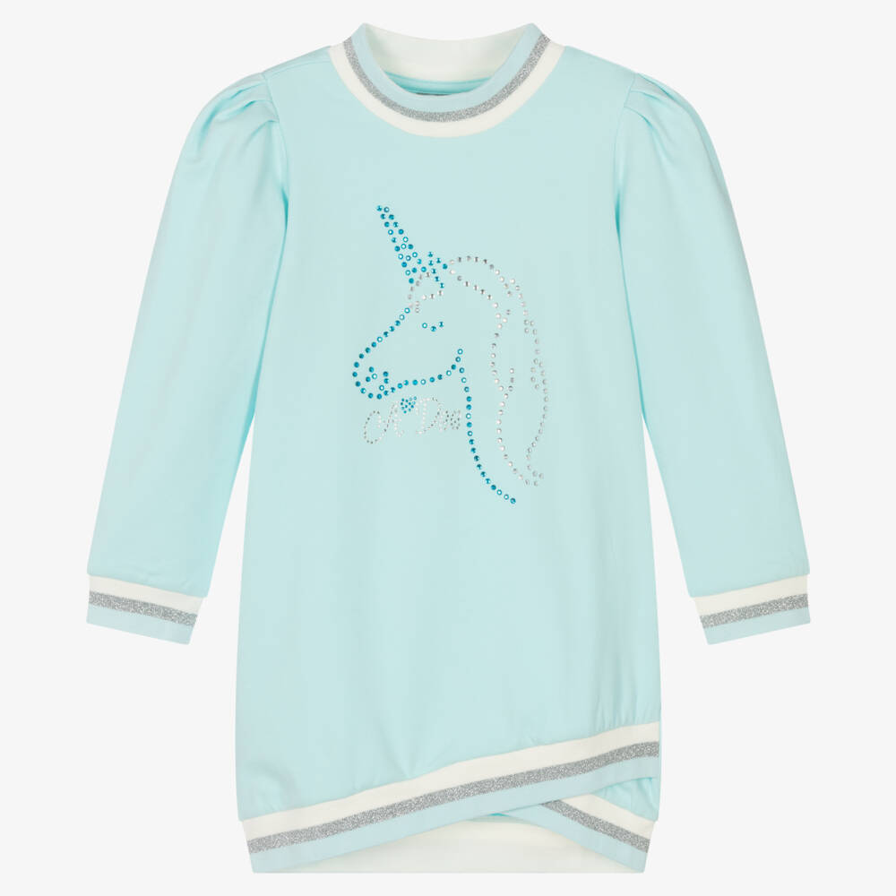 A Dee-Girls Light Blue Unicorn Sweatshirt Dress | Childrensalon Outlet