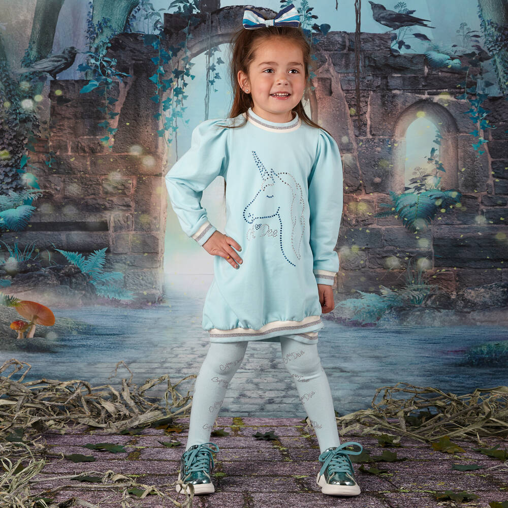 آدي-فستان سويتشيرت بطبعة يونيكورن لون أزرق | Childrensalon Outlet