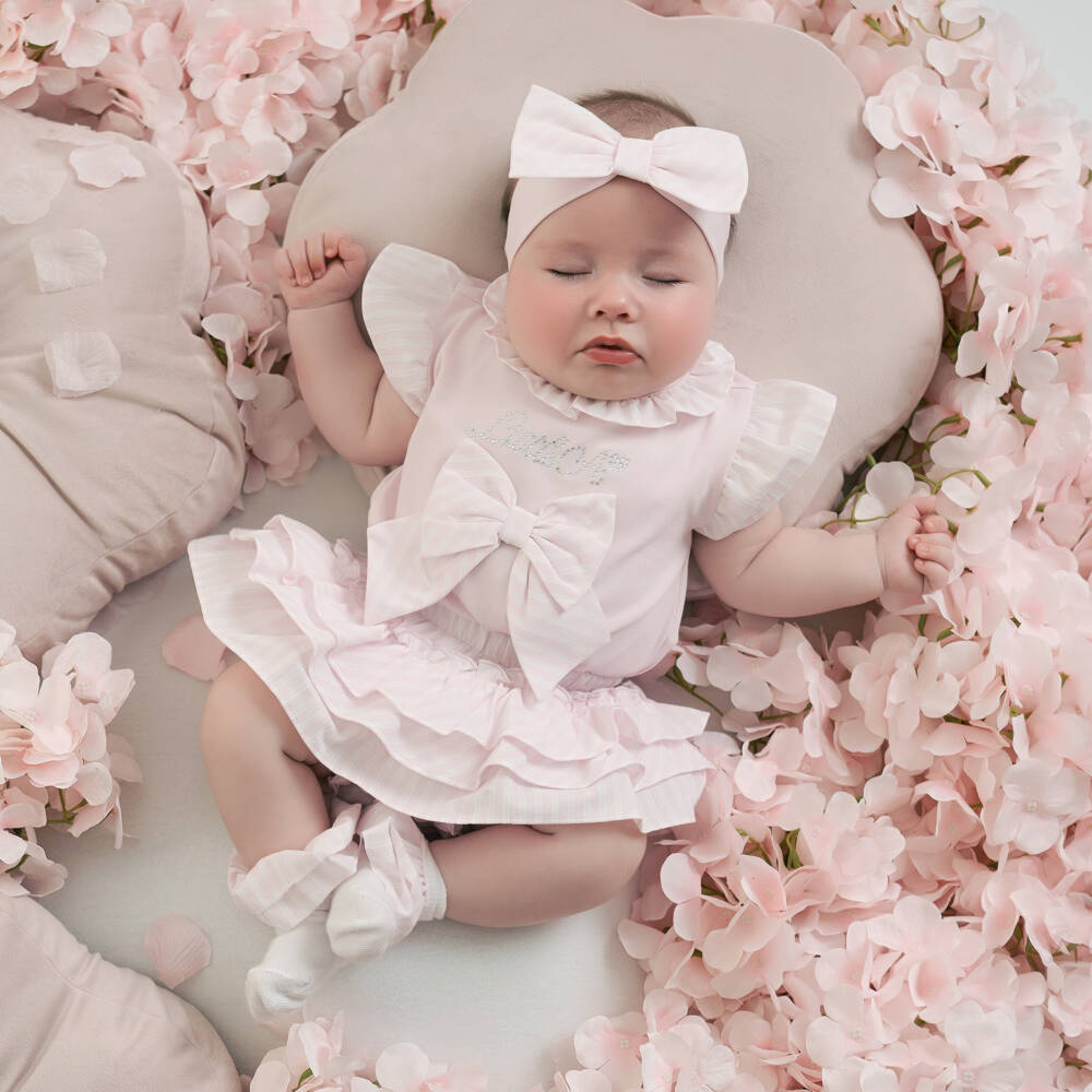 A Dee-Girls Light Pink Bow Ensemble | Childrensalon Outlet