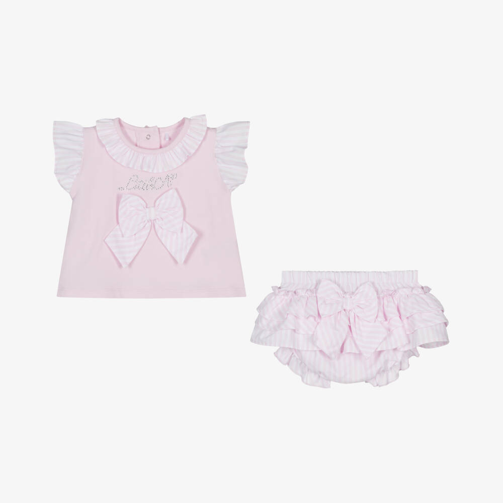 A Dee-Girls Light Pink Bow Ensemble | Childrensalon Outlet