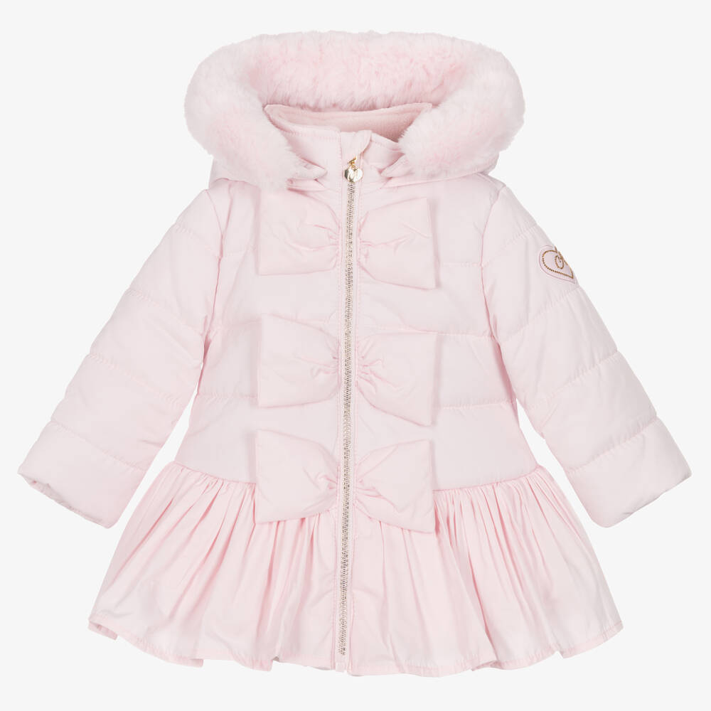 A Dee - Girls Light Pink Hooded Puffer Coat | Childrensalon