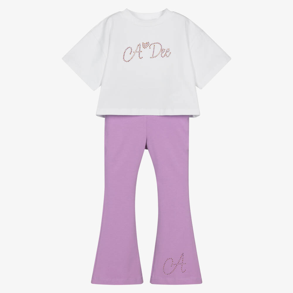 A Dee-Girls Lilac & Ivory Legging Ensemble | Childrensalon Outlet