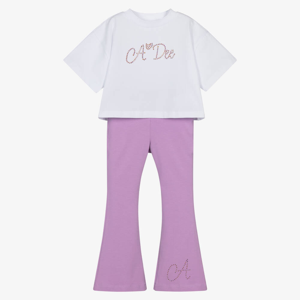 A Dee-Girls Lilac & Ivory Legging Ensemble | Childrensalon Outlet