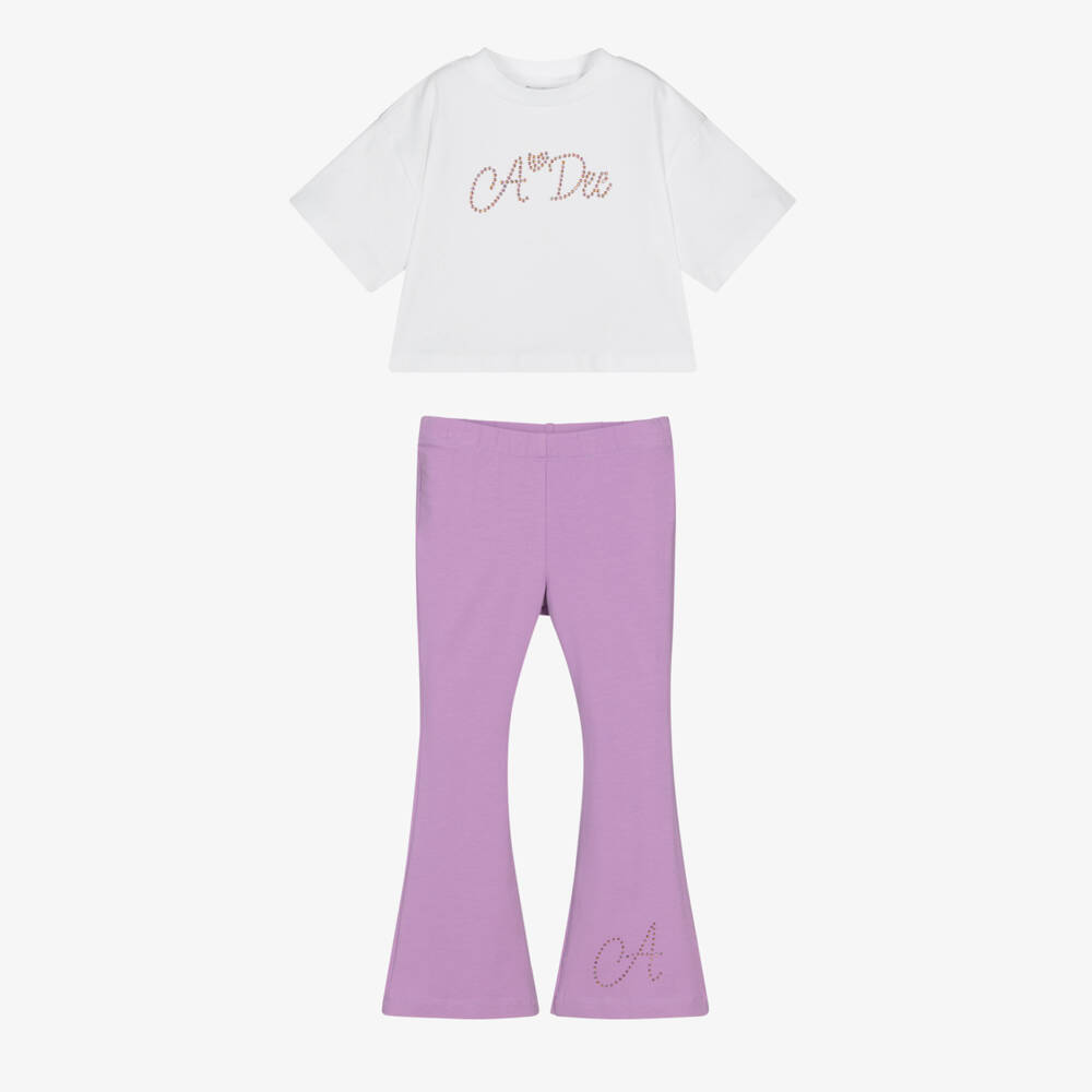 A Dee-Лиловый и кремовый комплект леггинсов для девочек | Childrensalon Outlet