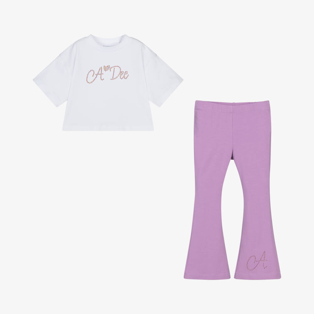 A Dee-طقم بناتي بلون أرجواني وعاجي | Childrensalon Outlet