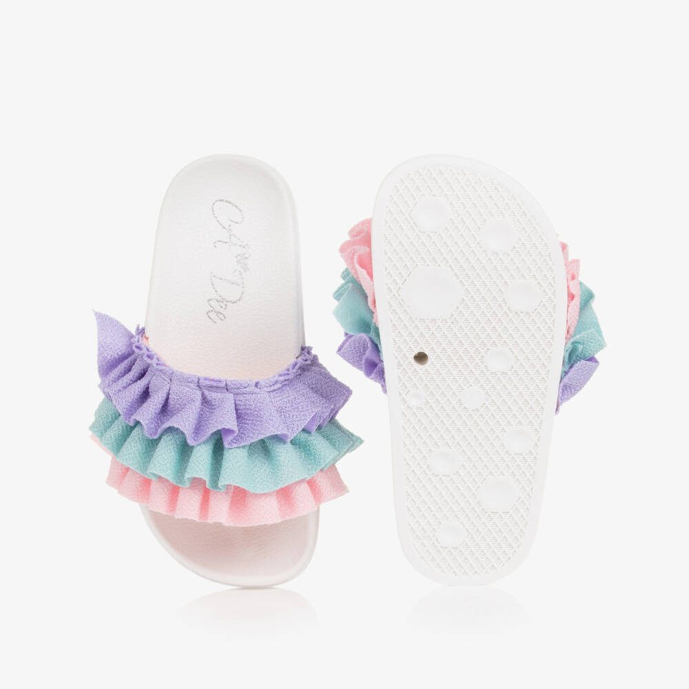 A Dee-Girls Lilac Purple Ruffle Sliders | Childrensalon Outlet