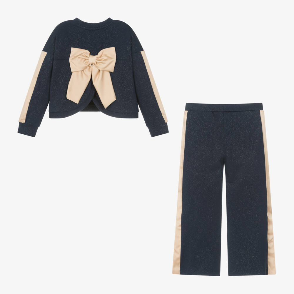 آدي-طقم بنطلون قطن لون ذهبي وكحلي للبنات | Childrensalon Outlet