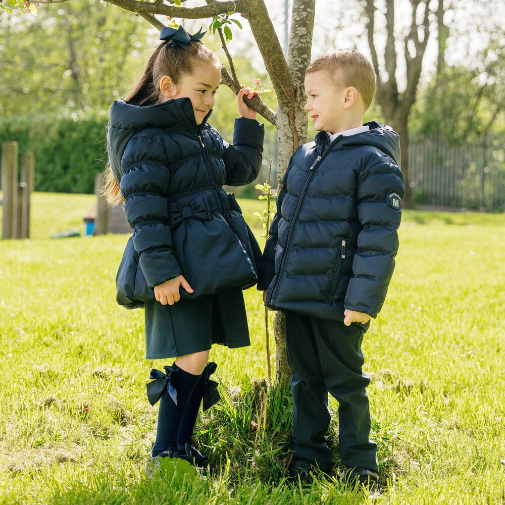 A Dee-Girls Navy Blue Bow Knee-High Socks | Childrensalon Outlet