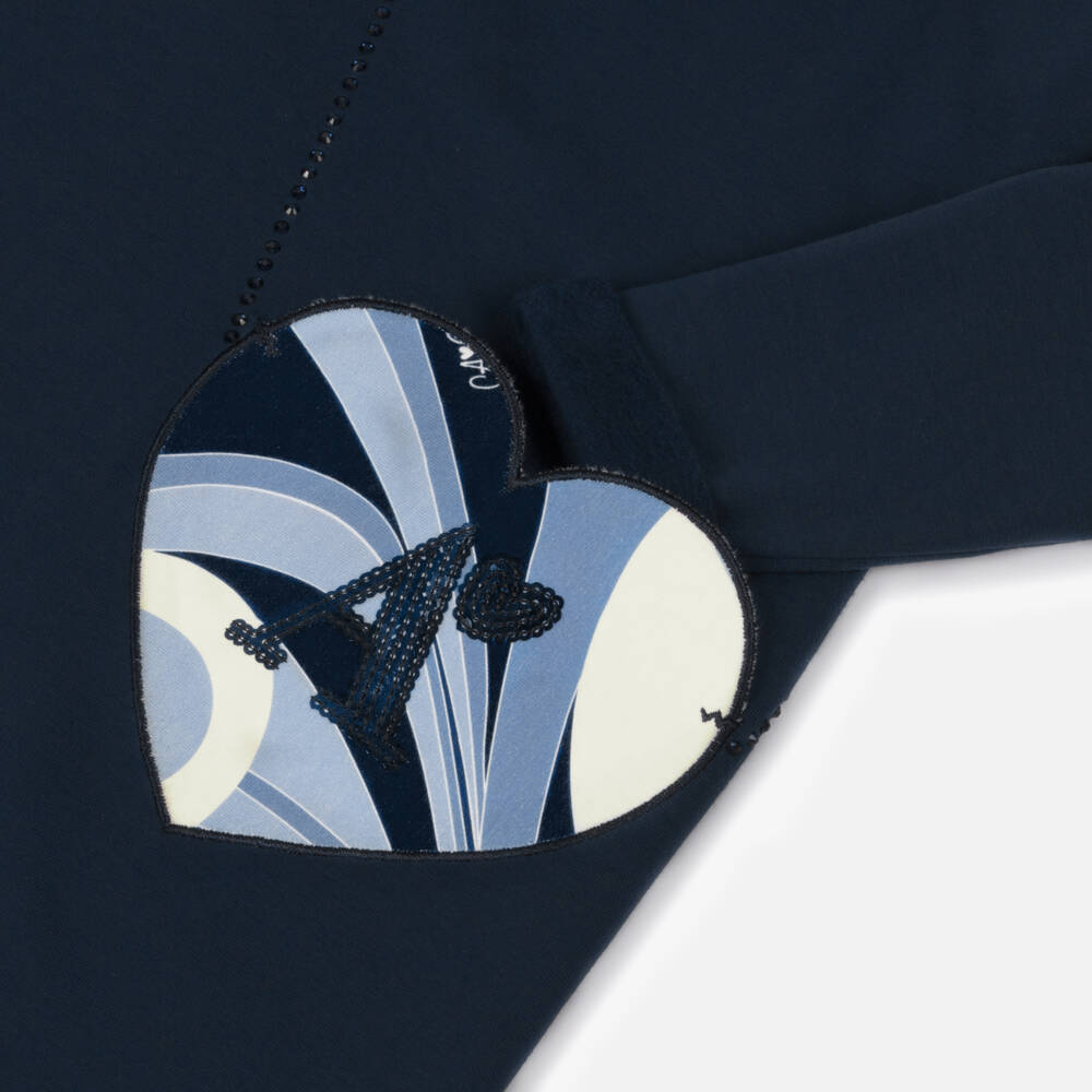 A Dee-Girls Navy Blue Cotton Swirl Print Dress | Childrensalon Outlet