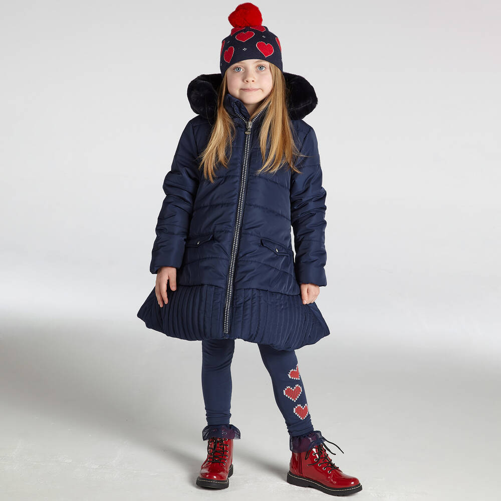 A Dee Girls Navy Blue Puffer Coat Childrensalon Outlet