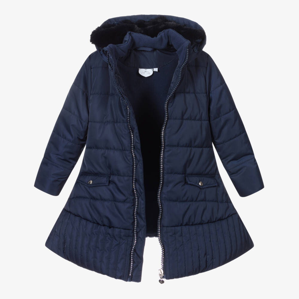 A Dee-Girls Navy Blue Puffer Coat | Childrensalon Outlet