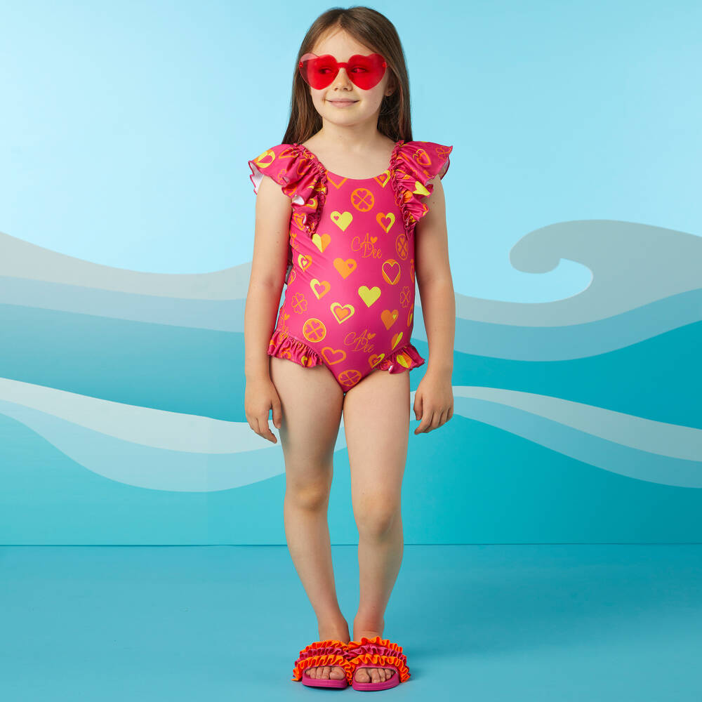 A Dee-Girls Neon Pink Ruffle Sliders | Childrensalon Outlet