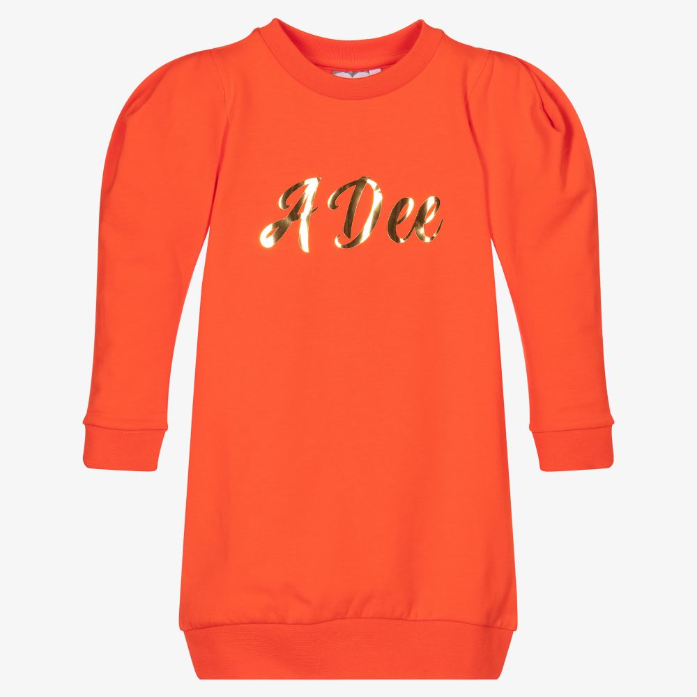 A Dee - Girls Orange Sweatshirt Dress | Childrensalon