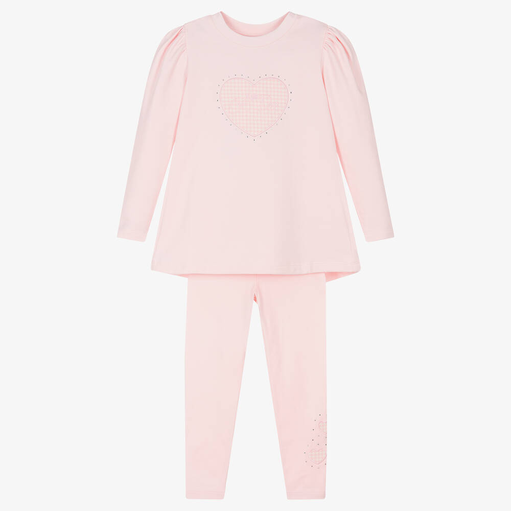 A Dee - Girls Pale Pink Cotton Leggings Set | Childrensalon