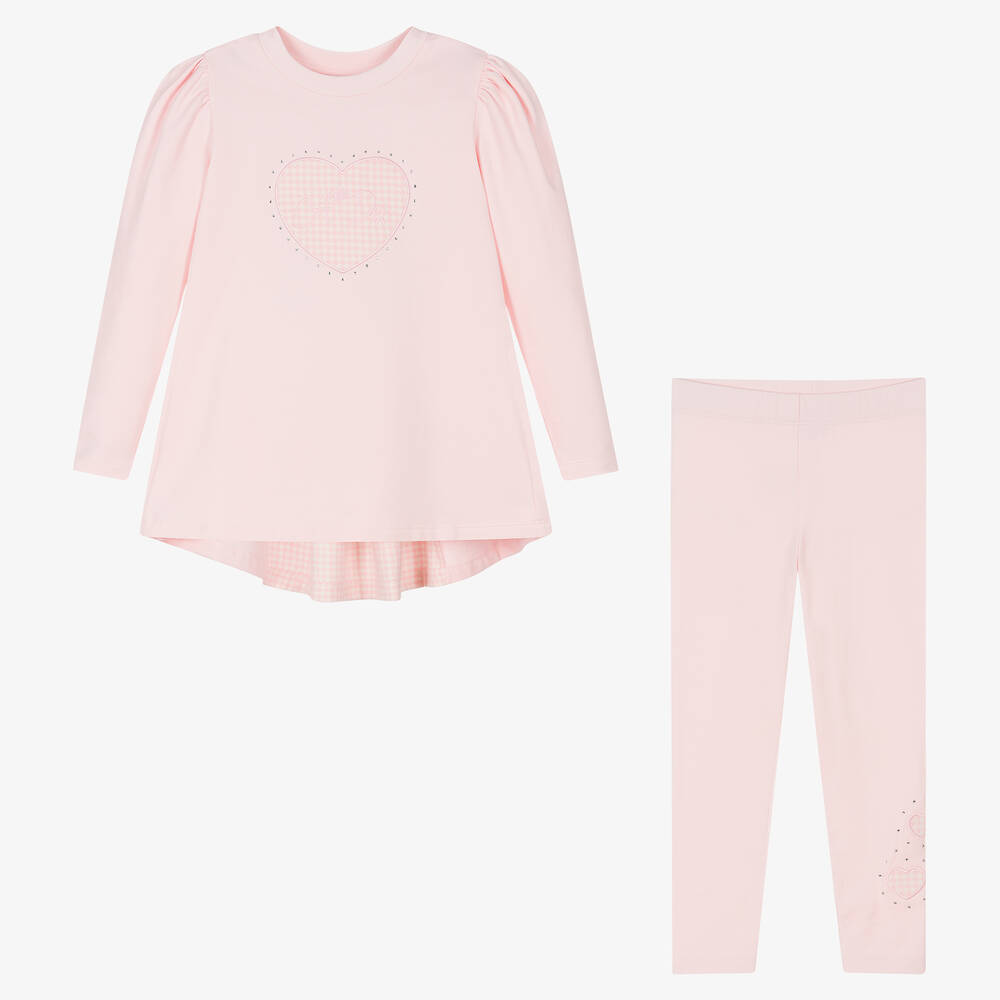 A Dee-Girls Pale Pink Cotton Leggings Set | Childrensalon Outlet