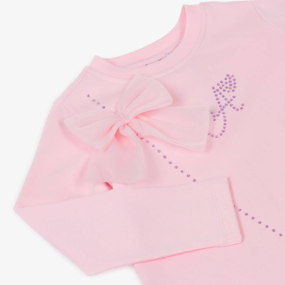 A Dee-Girls Pale Pink Cotton & Tulle Crossbody Dress | Childrensalon Outlet