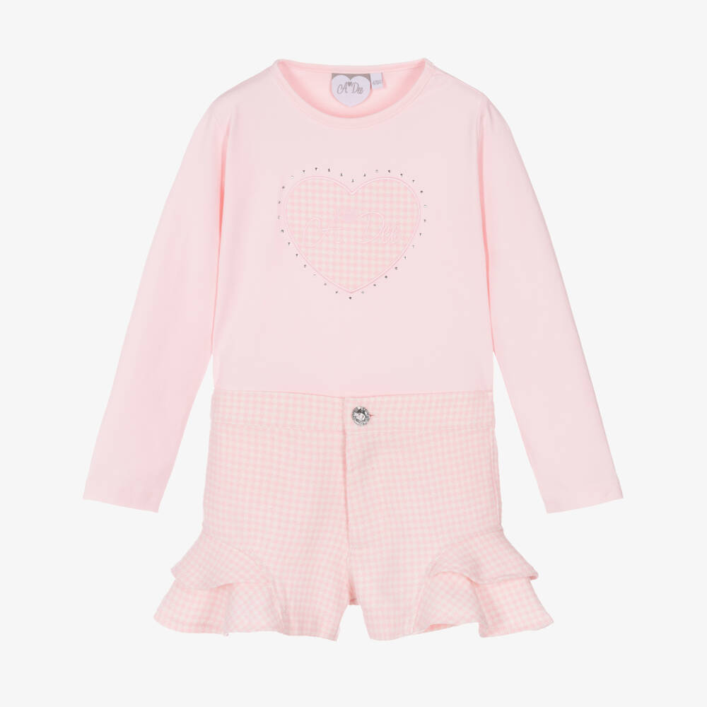 A Dee-Розовый топ и шорты в гусиную лапку | Childrensalon Outlet