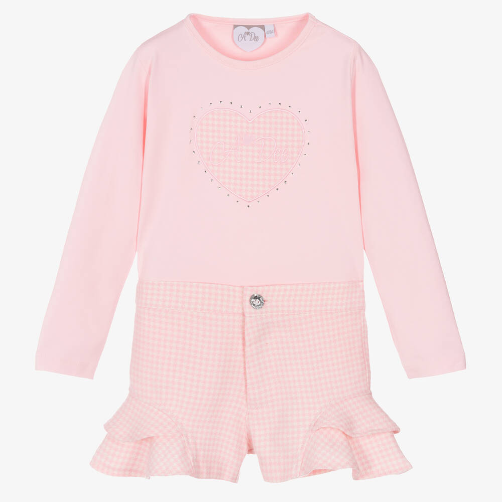 A Dee - Розовый топ и шорты в гусиную лапку | Childrensalon