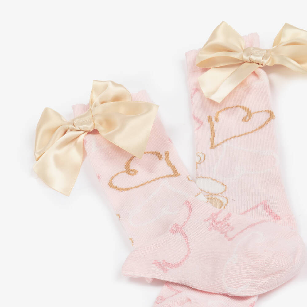 A Dee-Girls Pale Pink Knee Socks | Childrensalon Outlet
