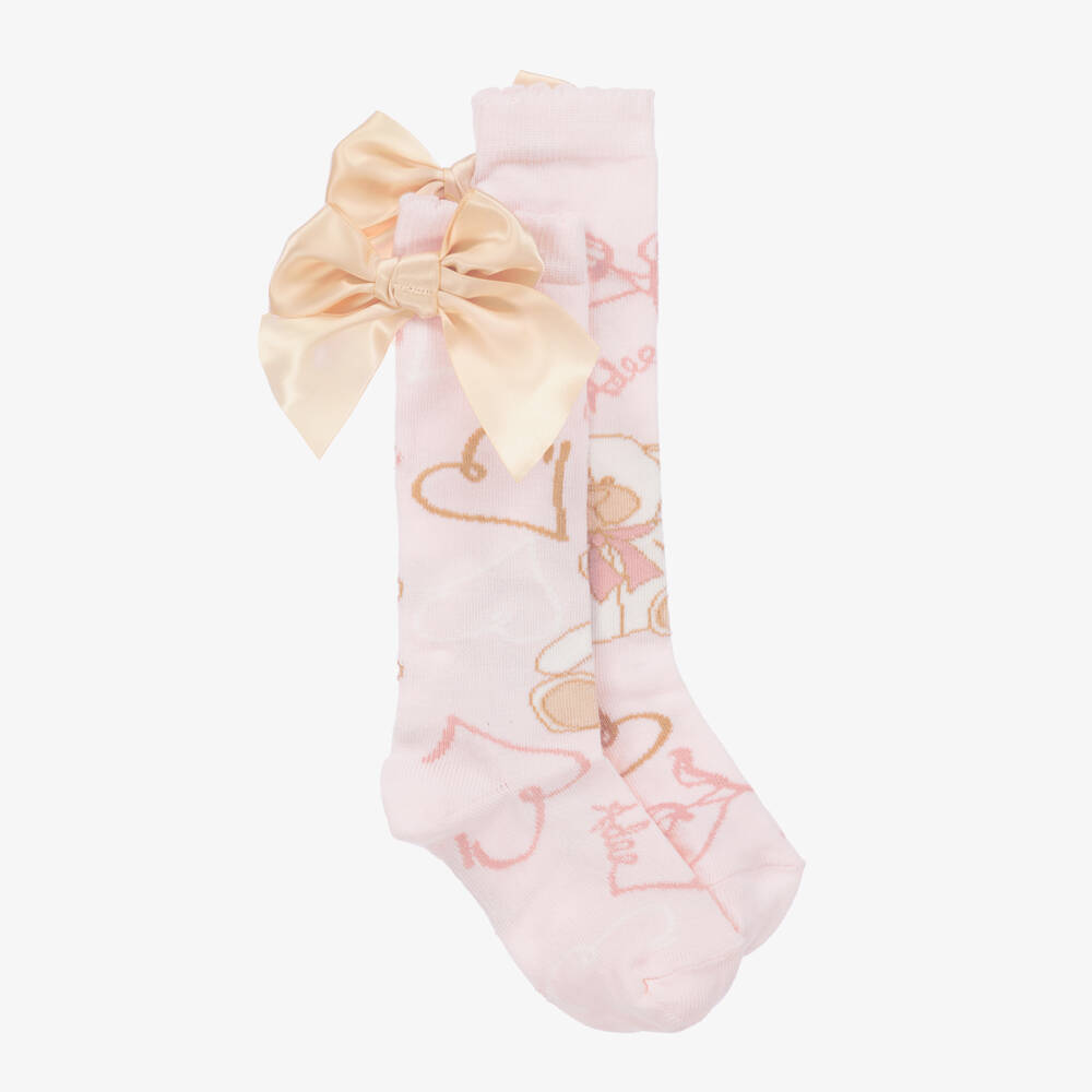 A Dee-Girls Pale Pink Knee Socks | Childrensalon Outlet