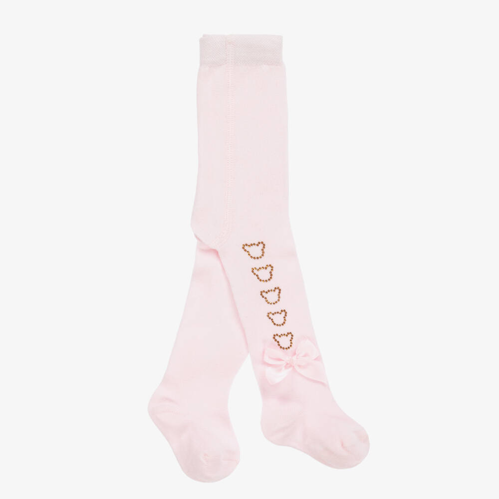 A Dee-Girls Pale Pink Knit Tights | Childrensalon Outlet