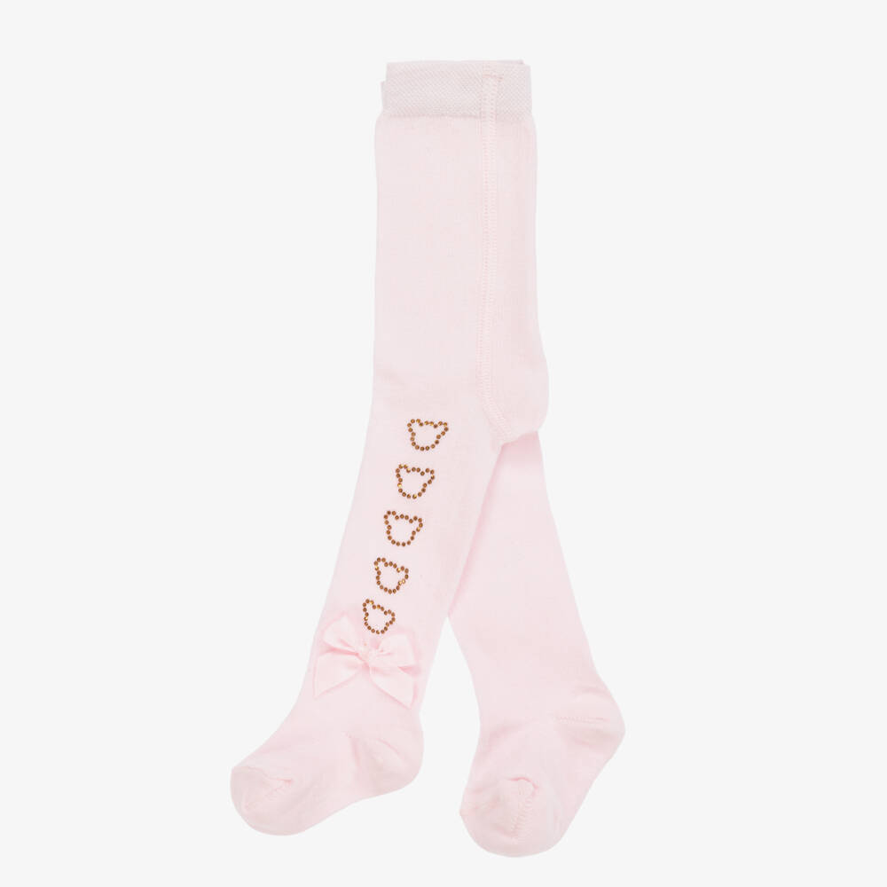 A Dee-Girls Pale Pink Knit Tights | Childrensalon Outlet