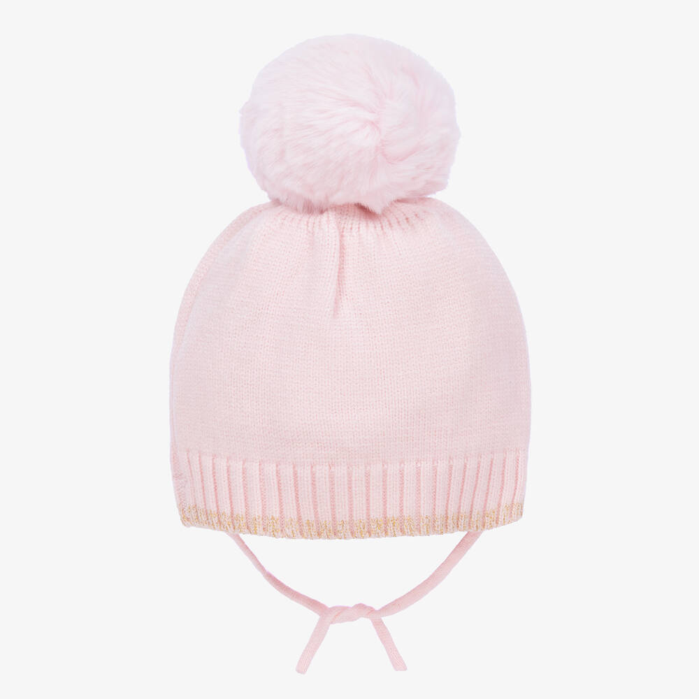 A Dee-Girls Pale Pink Pom-Pom Hat | Childrensalon Outlet